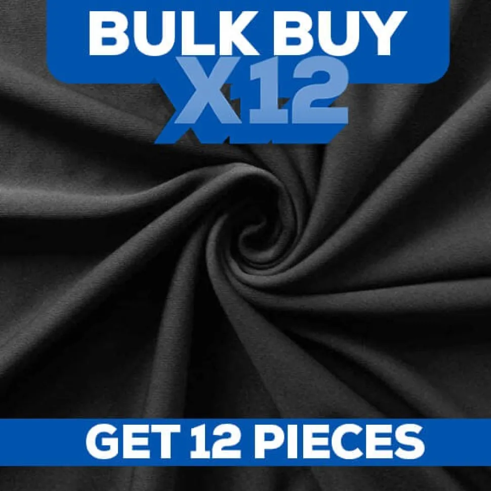 BULK BUY! 12 PIECES! *IFR* 8ft Long Poly Stretch / Scuba Cloth Drape Panel w/ Sewn Rod Pocket (IFR) - Black