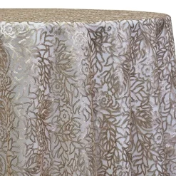 Champagne - Fancy Leaf Sequin Overlay by Eastern Mills - Many Size Options