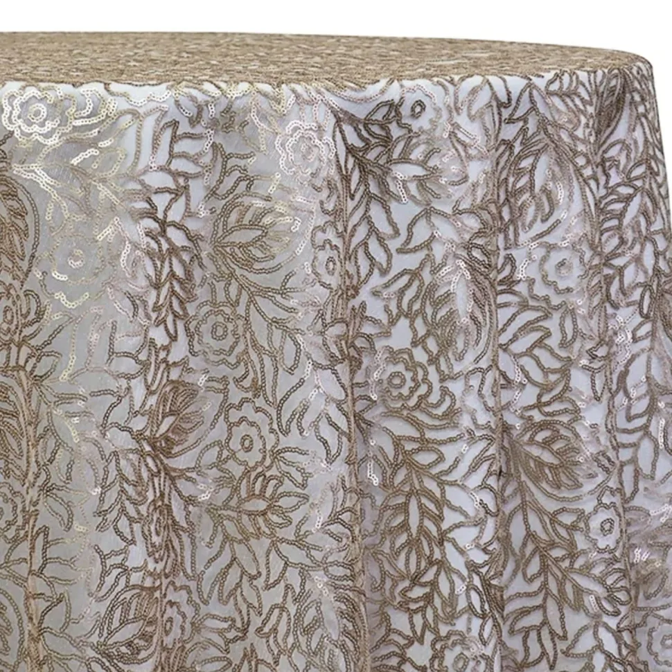 Champagne - Fancy Leaf Sequin Overlay by Eastern Mills - Many Size Options