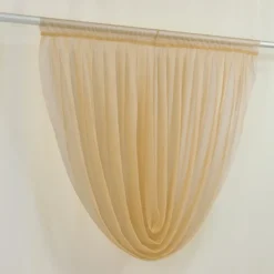 Champagne Sheer Chiffon Valance Curtain – Curved Backdrop Swag Topper with Rod Pocket (4ft Wide x 4ft, 5ft, 6ft Height Options)