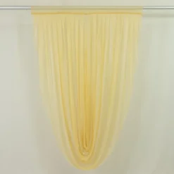 Champagne Sheer Chiffon Valance Curtain – Curved Backdrop Swag Topper with Rod Pocket (4ft Wide x 4ft, 5ft, 6ft Height Options)