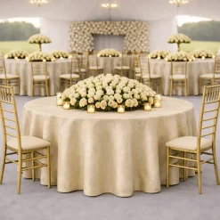 Champagne Sombra Jacquard Tablecloth - Multiple Size Options