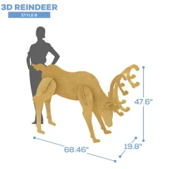 Collapsible 3D Wood Reindeer - Style B