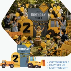 Construction Crew Foam Core Birthday Backdrop Kit by PopScene™