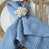Cotton Gauze Crinkle Napkins 16"x16" (5 pcs/pk) - Dusty Blue