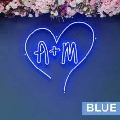 Custom Neon Sign Your Initials in Monogram Heart - Choose your Size and Color!