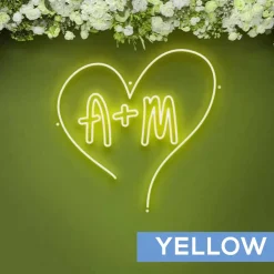 Custom Neon Sign Your Initials in Monogram Heart - Choose your Size and Color!