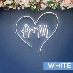 Custom Neon Sign Your Initials in Monogram Heart - Choose your Size and Color!