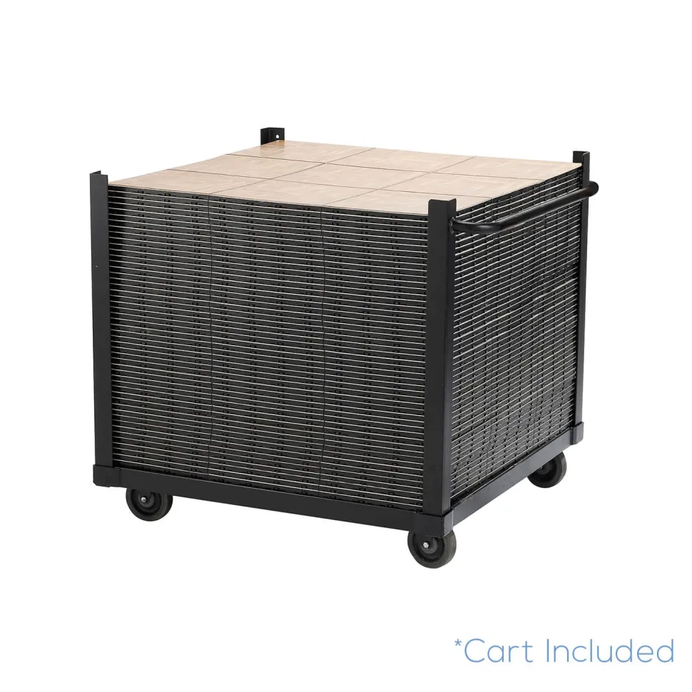 Dark Maple Snaplock Dance Floor Set - Easy Assembly, Portable with Edging & Transport Cart! - 36" x 36" Tiles