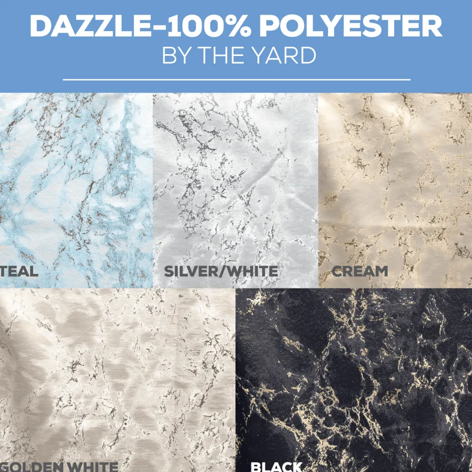 Dazzle Tablecloth by Eastern Mills - Marble Silver White - Many Size Options