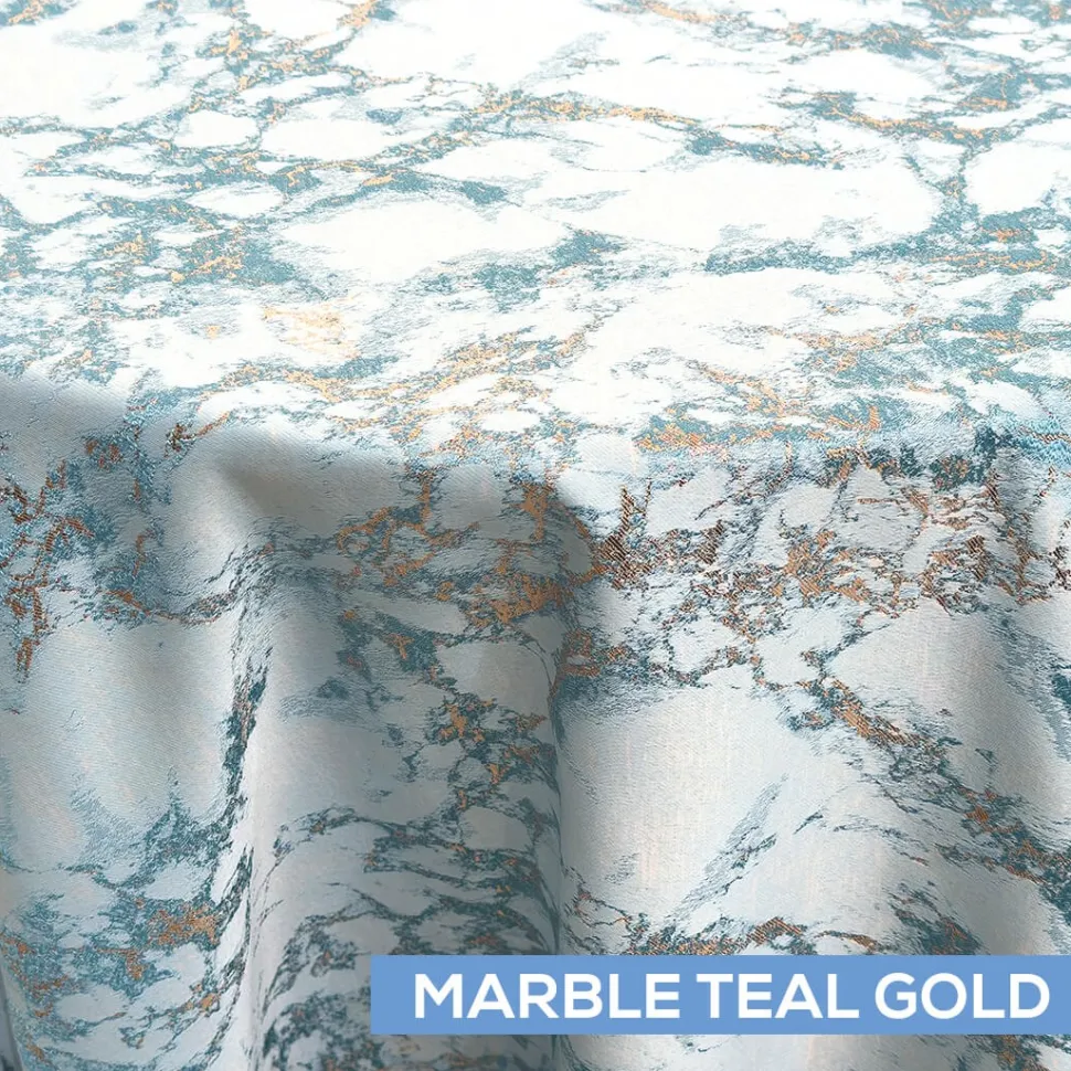 Dazzle Tablecloth by Eastern Mills - Marble Teal Gold - Many Size Options