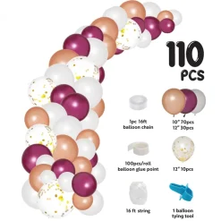 Decostar™ Balloon Garland Set 16ft - Burgundy