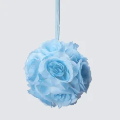 Decostar™ Rose Silk Flower Pomander Kissing Ball 6" - 12 Pieces - Blue