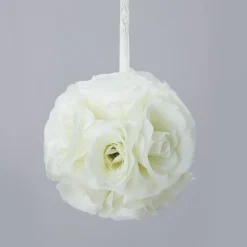 Decostar™ Rose Silk Flower Pomander Kissing Ball 6" - 12 Pieces - Ivory