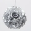 Decostar™ Rose Silk Flower Pomander Kissing Ball 10" - Silver