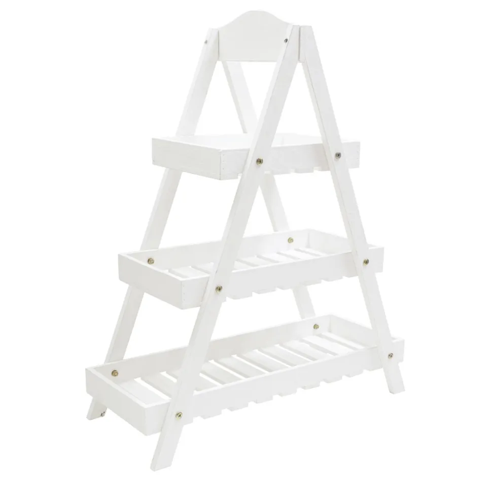Decostar™ 3-Tier Wooden Plant Stand 28" - White