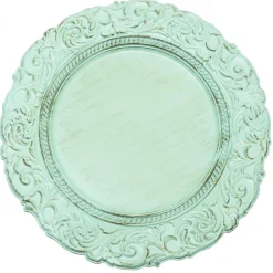 Decostar™ Antique Look Plastic Charger Plate 13" - 24 Pieces - Aqua