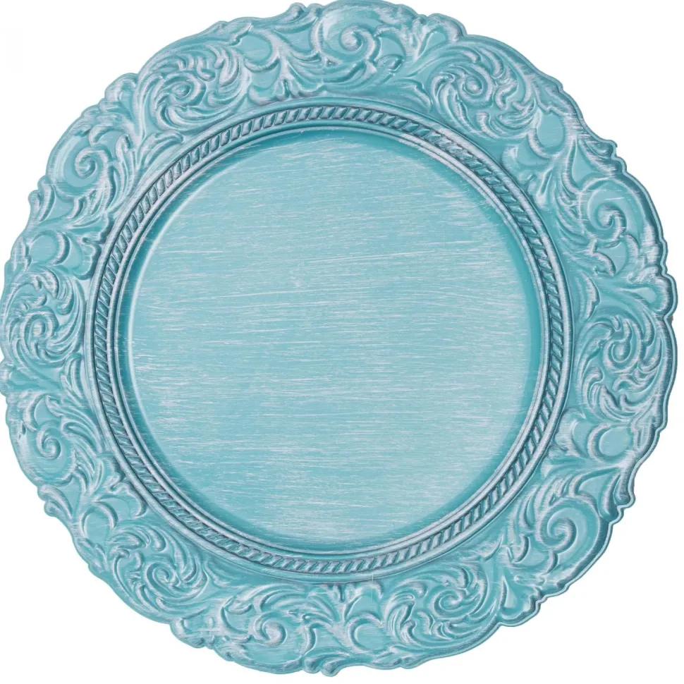 Decostar™ Antique Look Plastic Charger Plate 13" - 24 Pieces - Blue