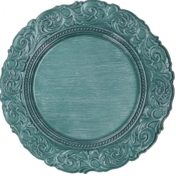 Decostar™ Antique Look Plastic Charger Plate 13" - 24 Pieces - Teal