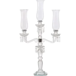 Decostar™ 3 Arm Crystal Candelabra 31" W/ Clear Glass Votive Holders - PAIR of 2!