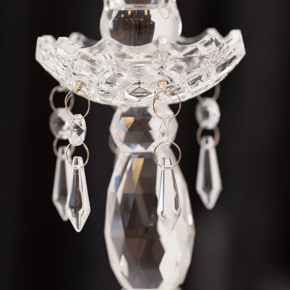 Decostar™ 3 Arm Crystal Candelabra 31" W/ Clear Glass Votive Holders - PAIR of 2!