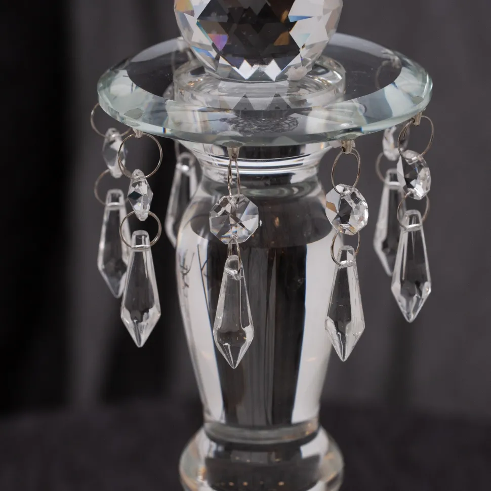 Decostar™ 3 Arm Crystal Candelabra 31" W/ Clear Glass Votive Holders - PAIR of 2!