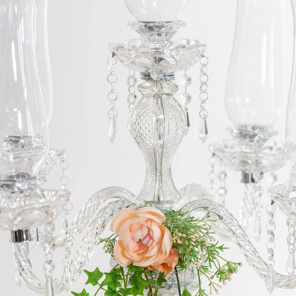 Decostar™ 5 Arm Crystal Candelabra 37" W/ Clear Glass Votive Holders