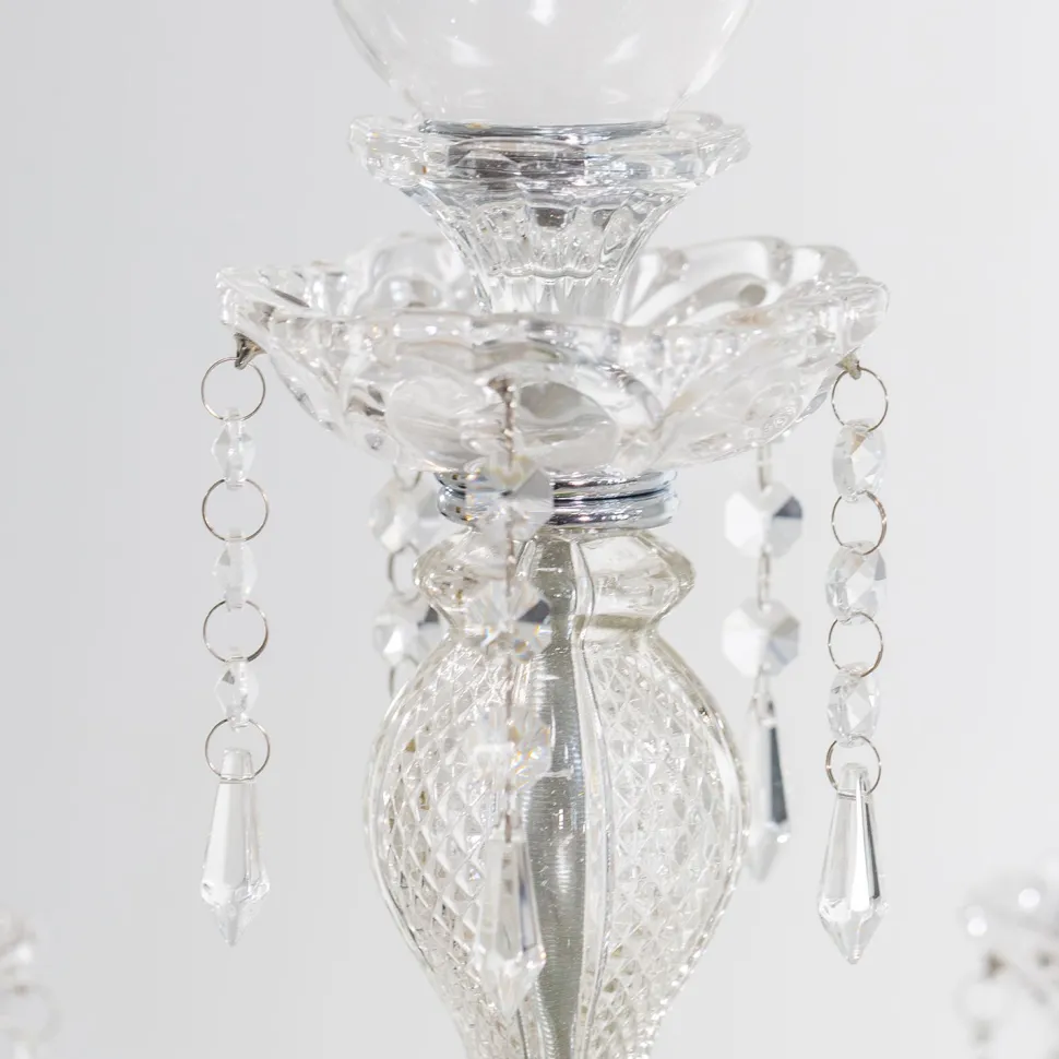 Decostar™ 5 Arm Crystal Candelabra 37" W/ Clear Glass Votive Holders