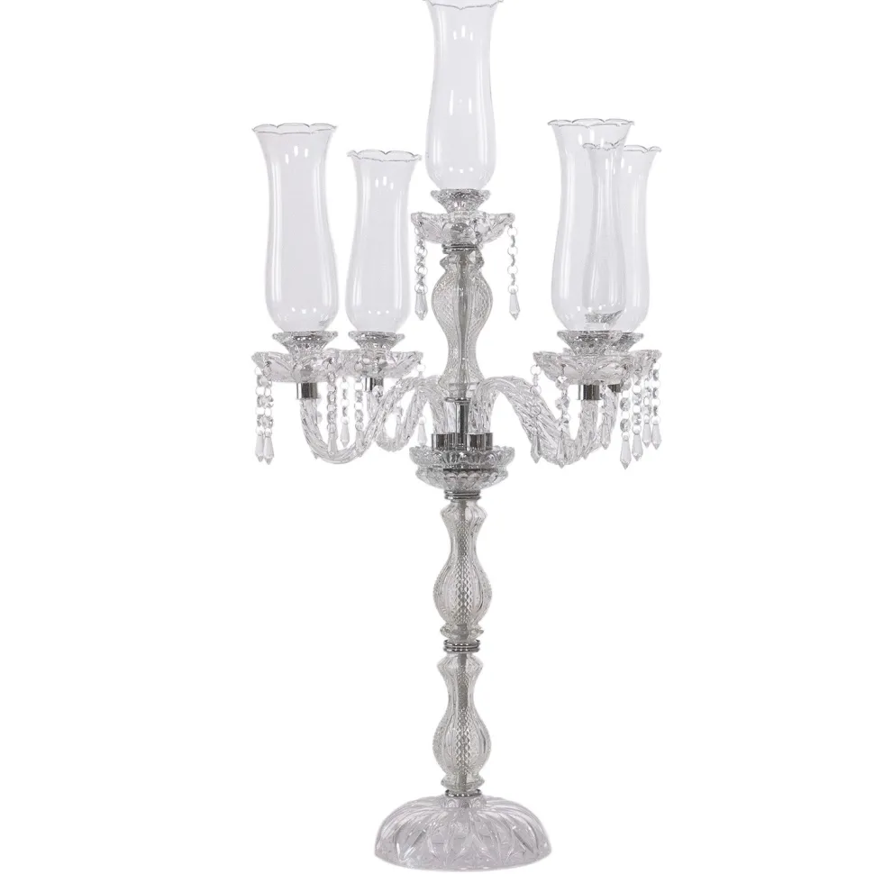 Decostar™ 5 Arm Crystal Candelabra 37" W/ Clear Glass Votive Holders