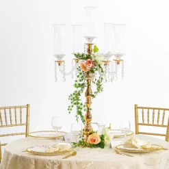 Decostar™ 5 Arm Crystal Candelabra 39" in Gold