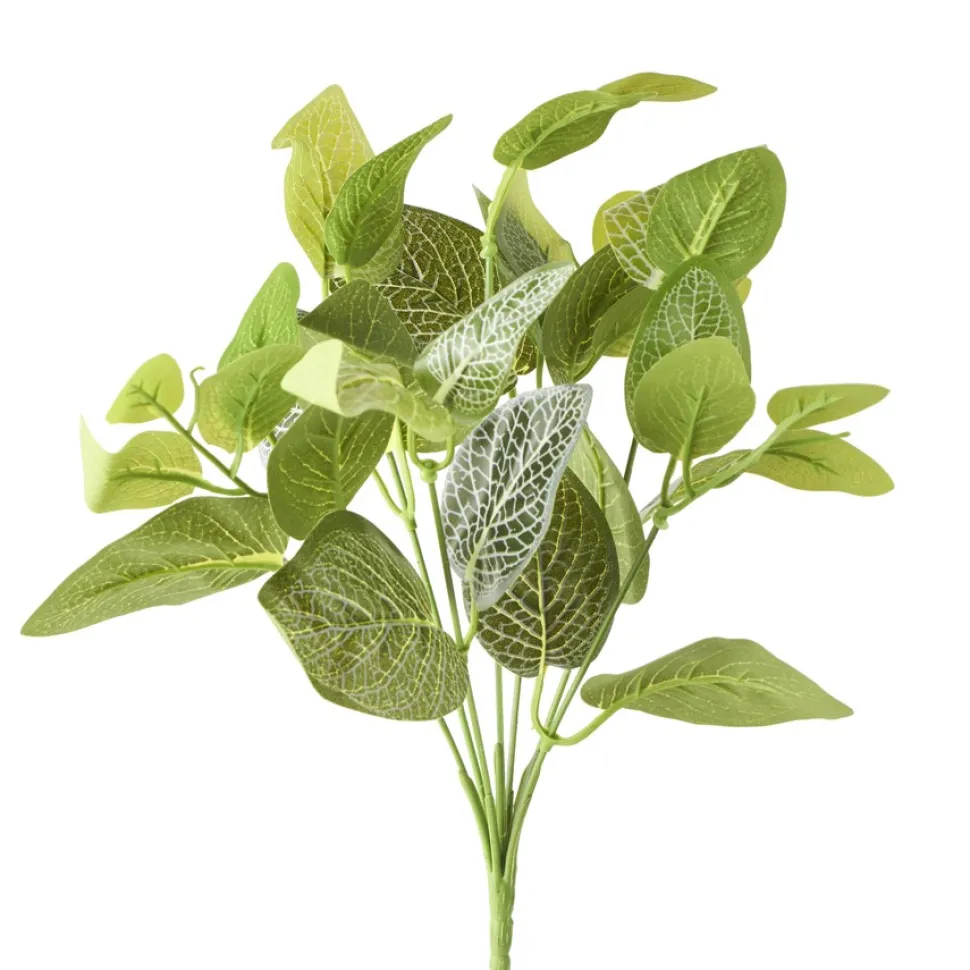 Decostar™ Artificial Fittonia Leaf Bunch - Green/White - 13"
