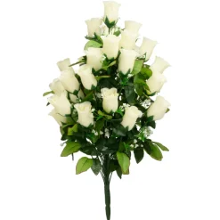 Decostar™ Artificial 36 Head Rose Bud Bush 24" - White