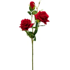 Decostar™ Artificial 3 Head Rose Stem 25" - Red