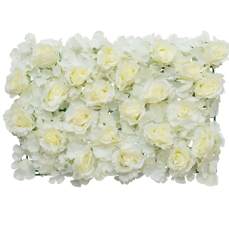 Decostar™ Artificial Mixed Rose Hydrangea Flower Mat - Ivory
