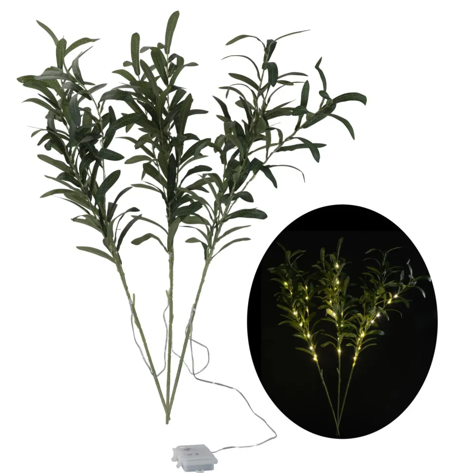 Decostar™ Artificial 3pc Olive Branch with LED lights