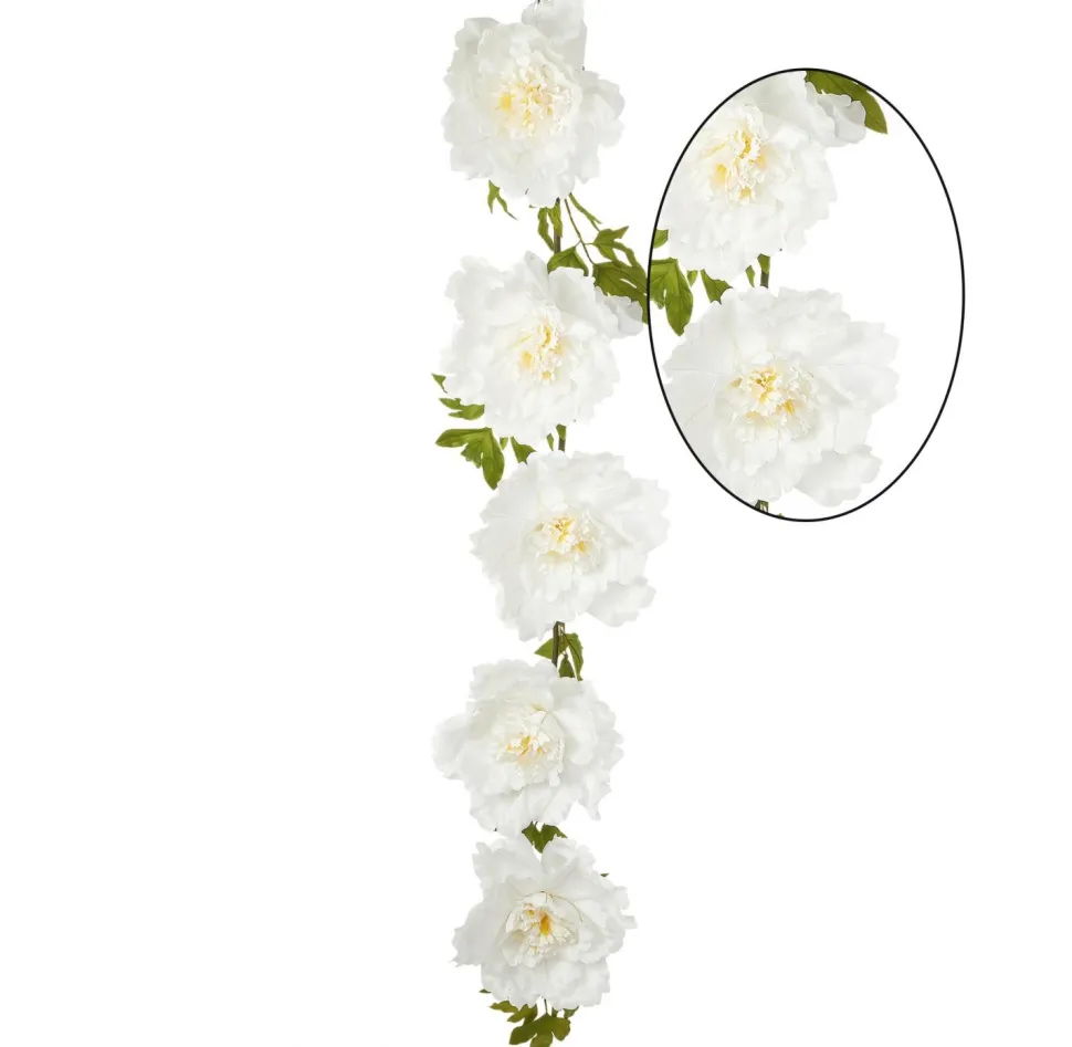 Decostar™ Artificial Peony Cane Garland 74" - White