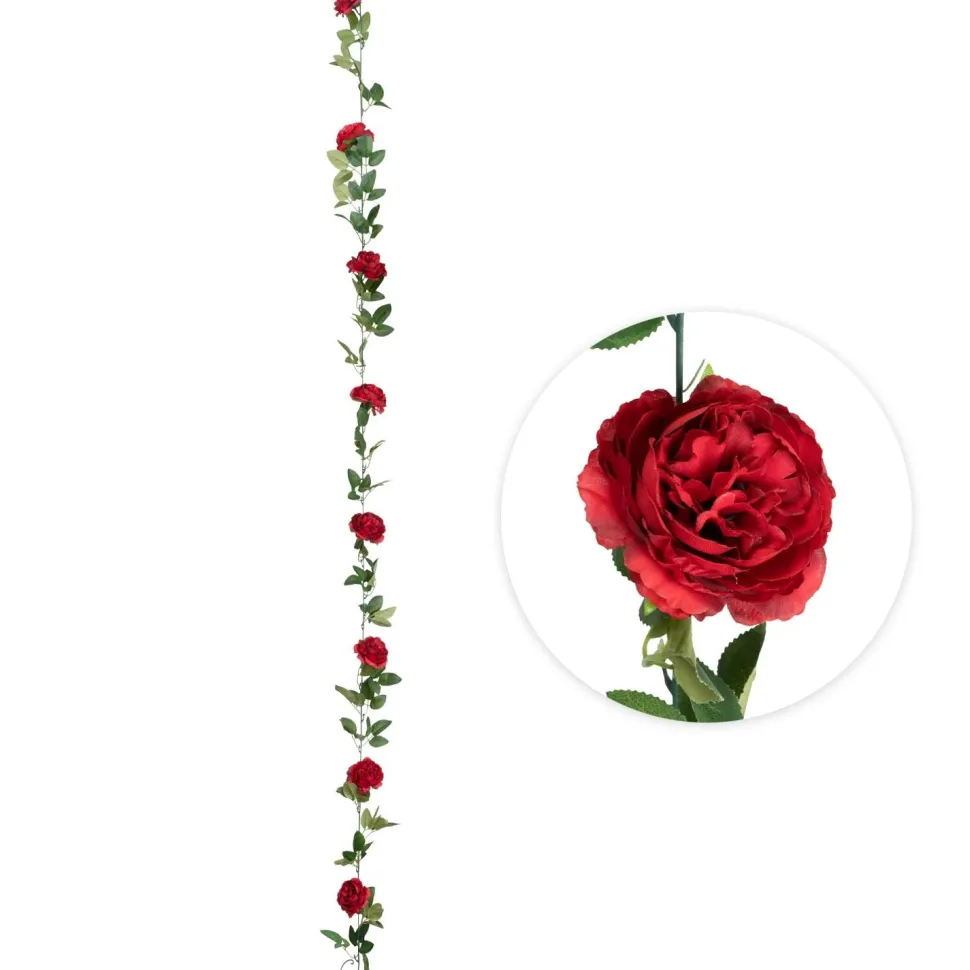 Decostar™ Artificial Peony Flower Garland - Red