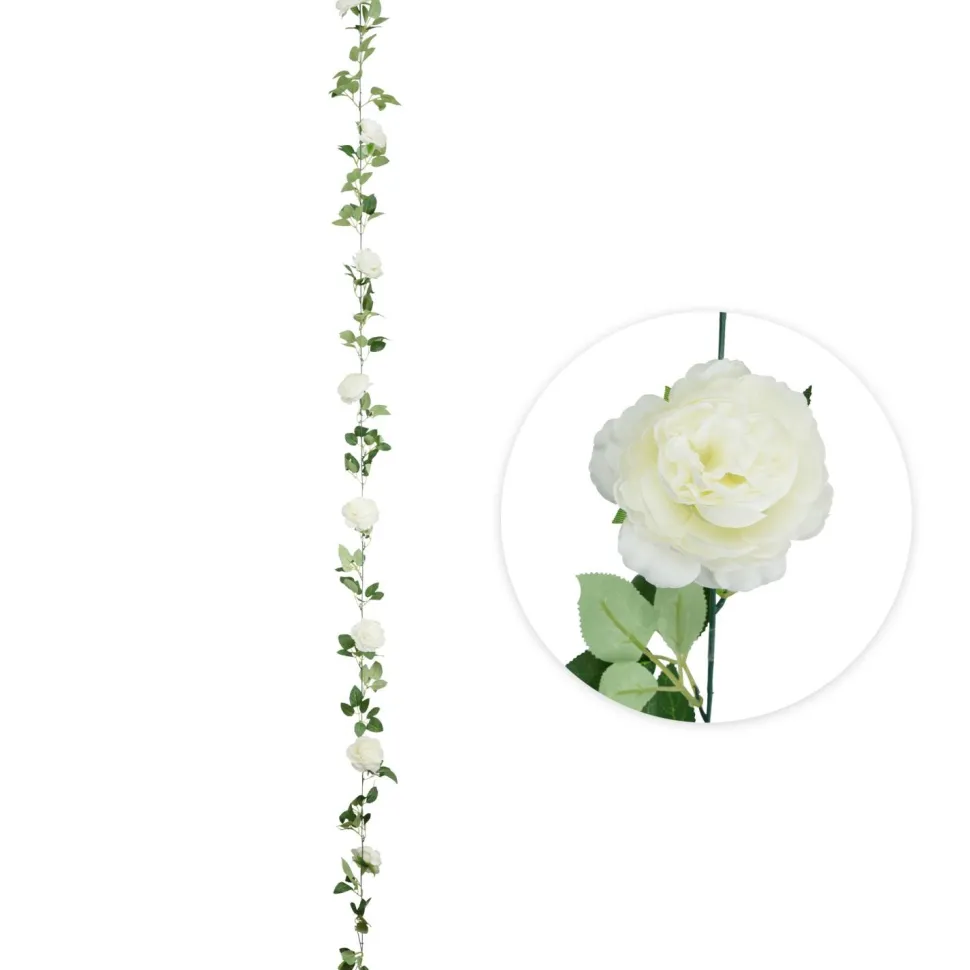 Decostar™ Artificial Peony Flower Garland - White