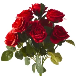 Decostar™ Artificial Rose Bouquet 17½" - 18 Pieces - Red