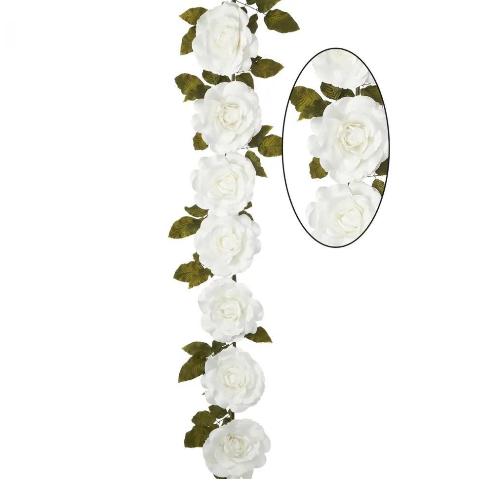 Decostar™ Artificial Rose Cane Garland 74" - White