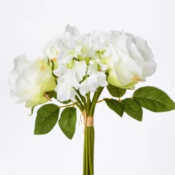 Decostar™ Artificial Rose & Hydrangea Bouquet 13 X 8" White