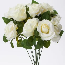 Decostar™ Artificial 12 Roses Bouquet 17½" - White