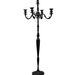 Decostar™ Candelabra 5 Arm Pillar Candle Holder 60½" - Black