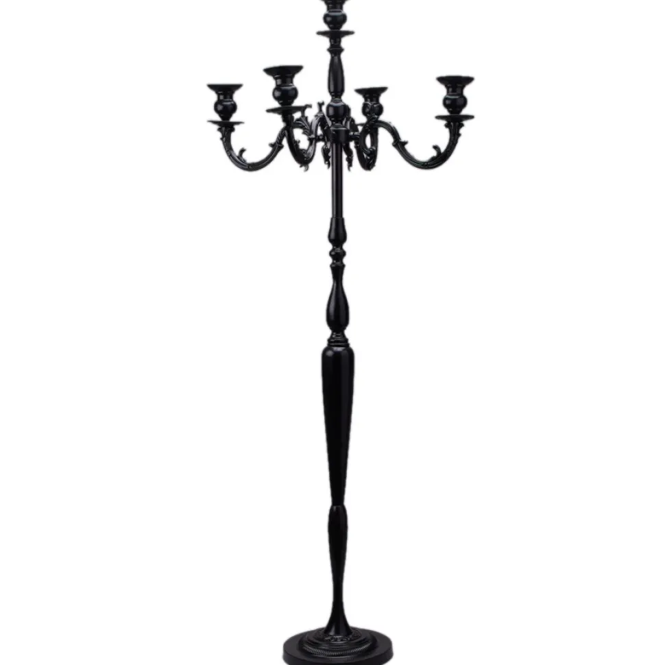 Decostar™ Candelabra 5 Arm Pillar Candle Holder 60½" - Black