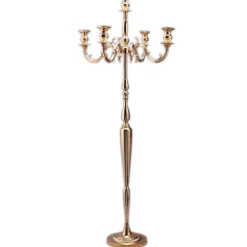 Decostar™ Candelabra 5 Arm Pillar Candle Holder 60½" - Gold