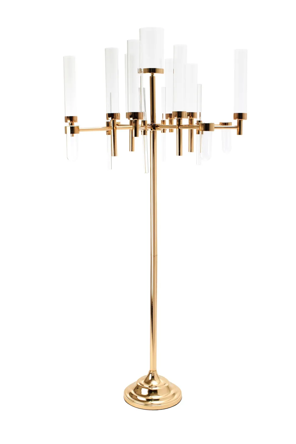 Decostar™ 67¾" Candelabra 9 arm with Cylinder Shades - Gold