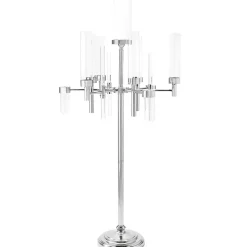 Decostar™ Candelabra 7 Head with Cylinder Shades 51½" - Silver
