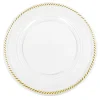 Decostar™ 13" Clear Beaded Edge Plastic Charger Plate - 24 Pieces - Gold