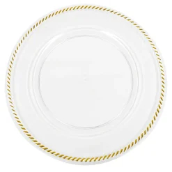 Decostar™ 13" Clear Beaded Edge Plastic Charger Plate - 24 Pieces - Gold