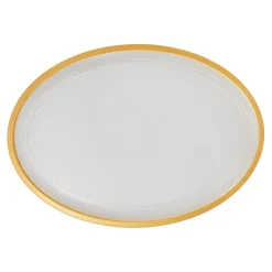 Decostar™ Clear Oval Plastic Tray with Gold Rim 18" x 12" - Gold